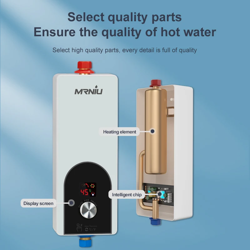 220V 5500W 순간 전기 온수기 자동 온수 샤워/욕실 싱크대 아래 설치 주방 호텔 적합