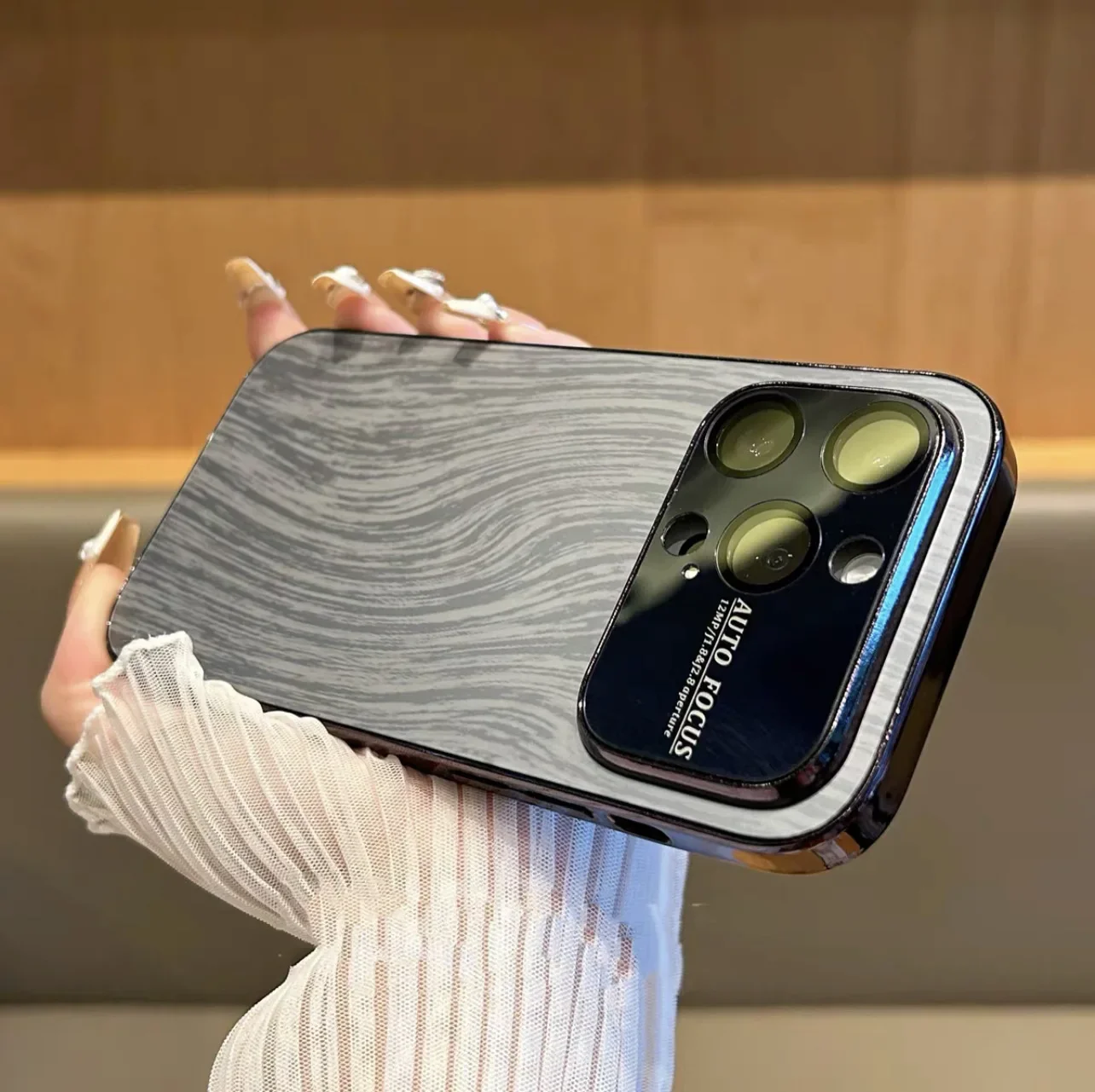 Роскошный чехол для телефона с деревянной текстурой и покрытием для iPhone 15 14 13 12 11 Pro Max Plus, чехлы, защита объектива, противоударный жесткий чехол