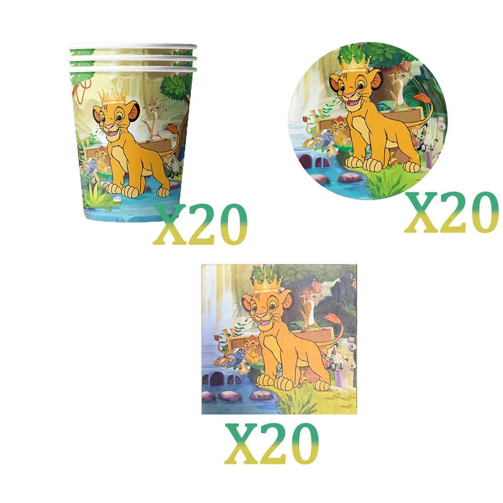 König der Löwen Simba Geburtstagsdekoration Partyzubehör Cartoon-Becher Teller Servietten Tischdecke für Kindergeburtstag Geschenk Babyparty – Detail 12