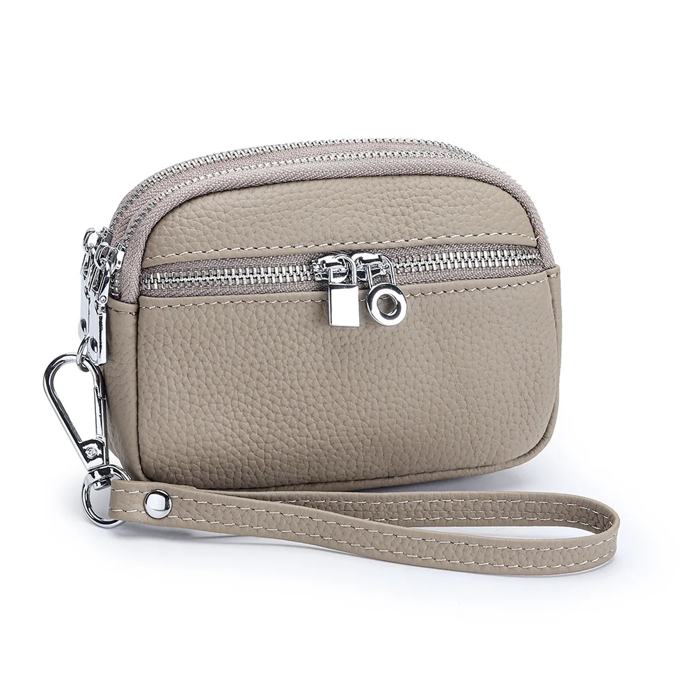 Genuine Leather Card Holder Dual Zipper Large Capacity Coin Purse Top Layer Cowhide Multifunctional Dual Zipper Clutch Bag 2026