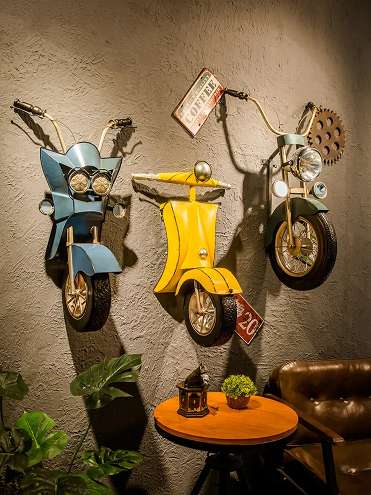 Industry Wind Metope Decoration Retro Bar Shop Wall Hanging Motorcycle Pendant Fashion Creative Restaurant Ornament Wrought Iron