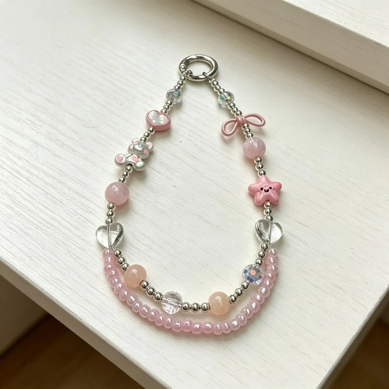 

Bear Star Double-layer Mobile Phone Chain, Anti-lost Wrist, Bag Key and Other Lanyards