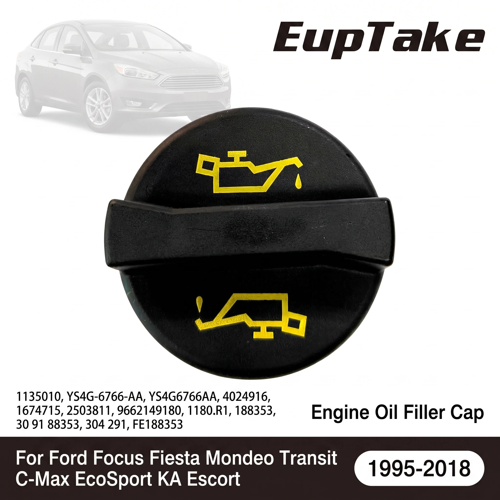 Engine Oil Filler Cap 1135010 YS4G6766AA for Ford Focus Fiesta Mondeo Transit C-Max EcoSport KA Escort Replacement Cap Accessory