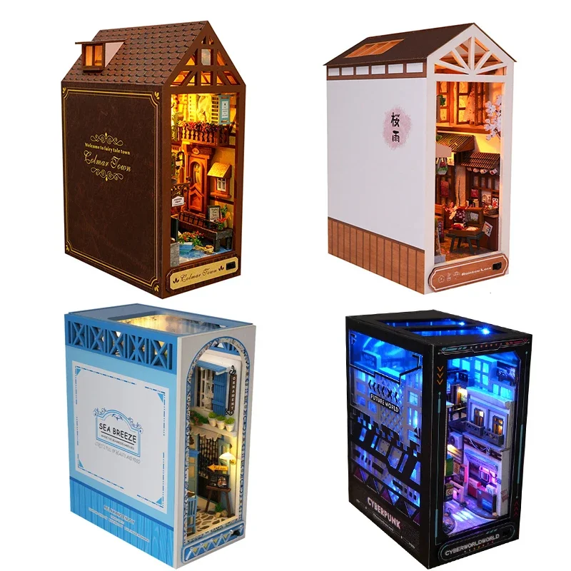 DIY Miniature House Assembly Model Creative 3D Magic Library Craft Kit Handmade Christmas Gift Wooden Architecture Creative Gift