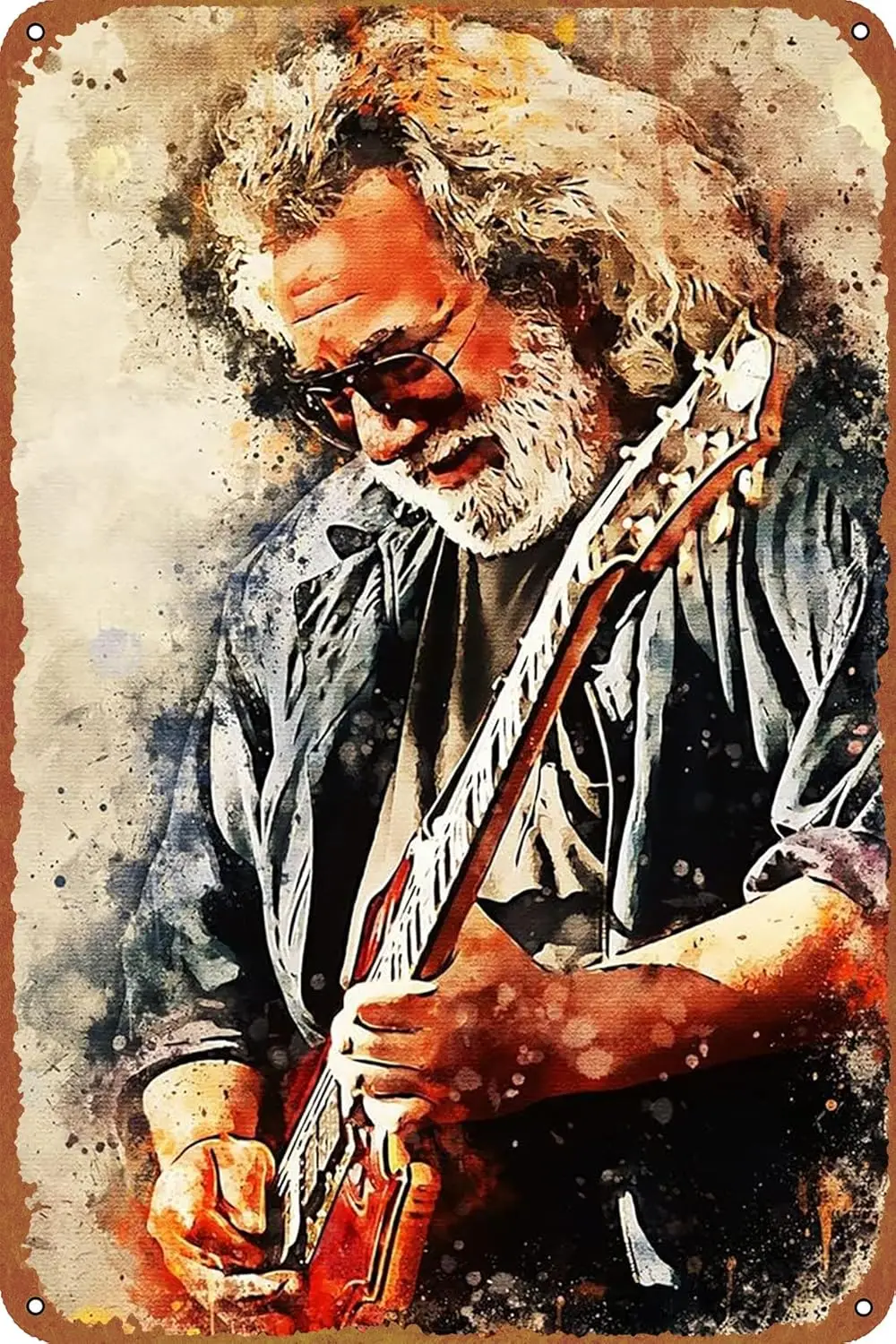 JERRY GARCIA music poster, metal tin sign, retro wall sign, suitable for home cafe, bar, bar wall decoration, 20.32 X 30.48 cm