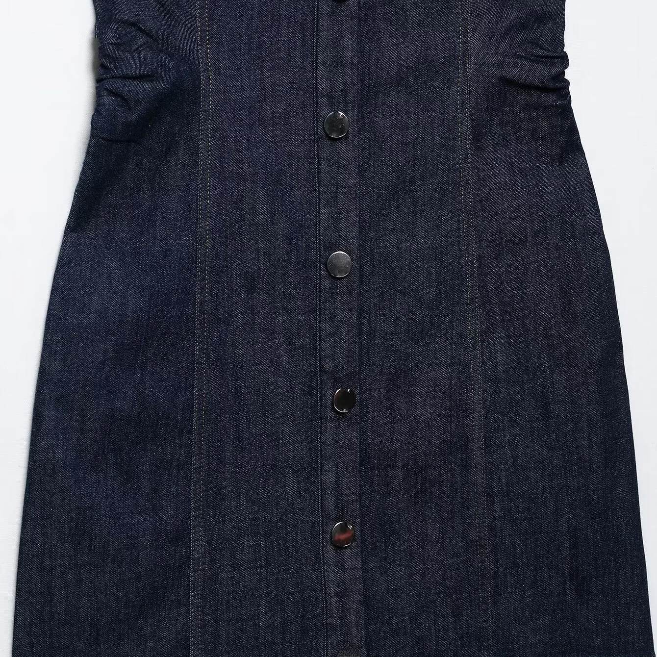 New NINE ZA Women's Denim  Skirt Dr Folded Waist Cinched Svel Dr High Waist Cotton Workwear Single Button