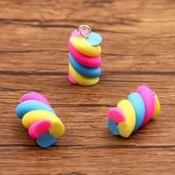 10Pcs 10X20MM 6 Color Colored Cotton Candy Earring Charms Diy Findings Kawaii 3D Keychain Bracelets Pendant For Jewelry Making