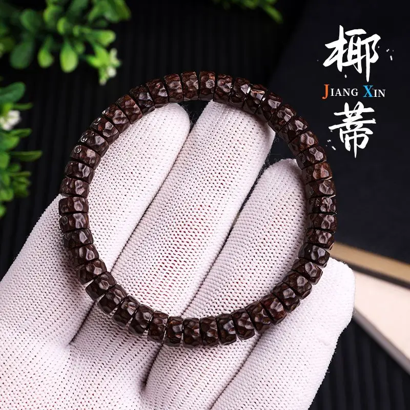 Indonesian Primary Color Coconut Crater Tablet Rock Bracelet Original Ecological Straight Cut Single Circle High-end Hand String