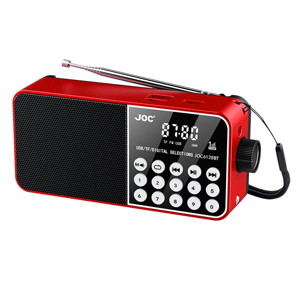 راديو FM محمول قابل لإعادة الشحن سمّاعات بلوتوث USB TF مشغل MP3 مع إضاءة LED 3.5 مللي متر سماعة جاك راديو خارجي استقبال FM