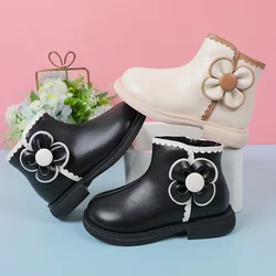 2023 Girls Short Boots Fashion Kids Versatile Soft Black Side Zipper Spring Autumn New Children Leather Boots Drop Shipping PU