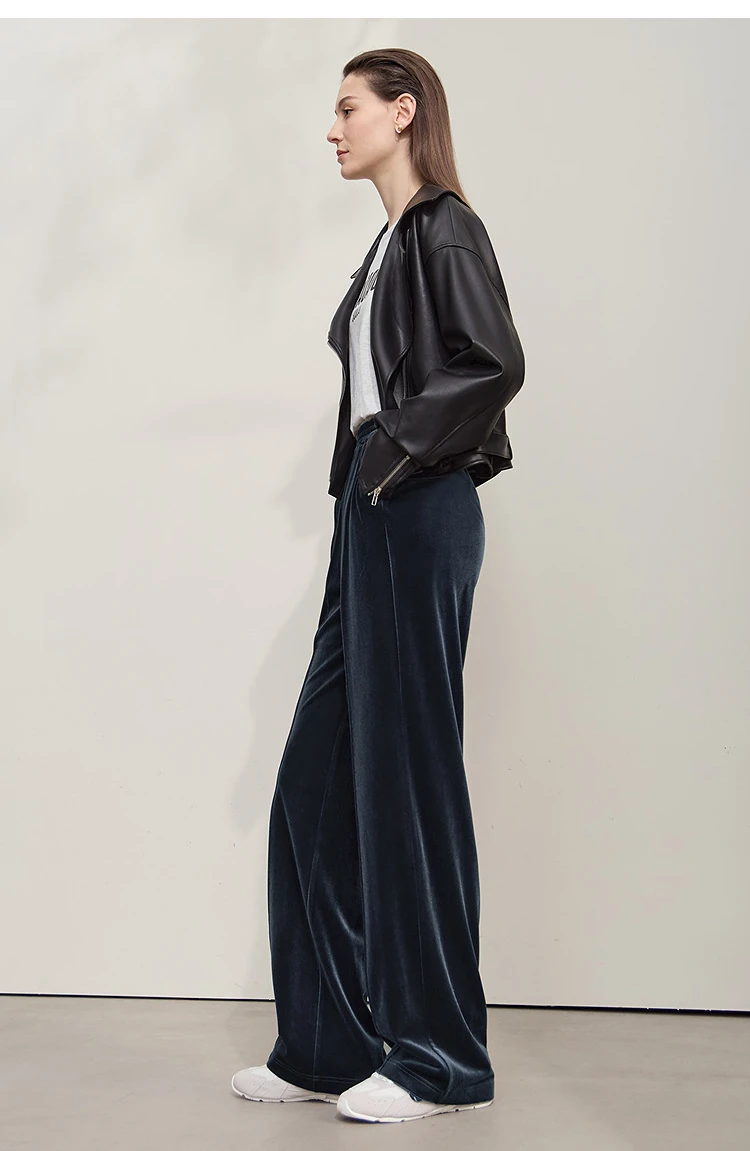 AMII Women's Pants Wide-leg Solid Knitted Pants Casual Woman Trousers 2025 Autumn New Retro Versatile Ladies Clothing 12523110