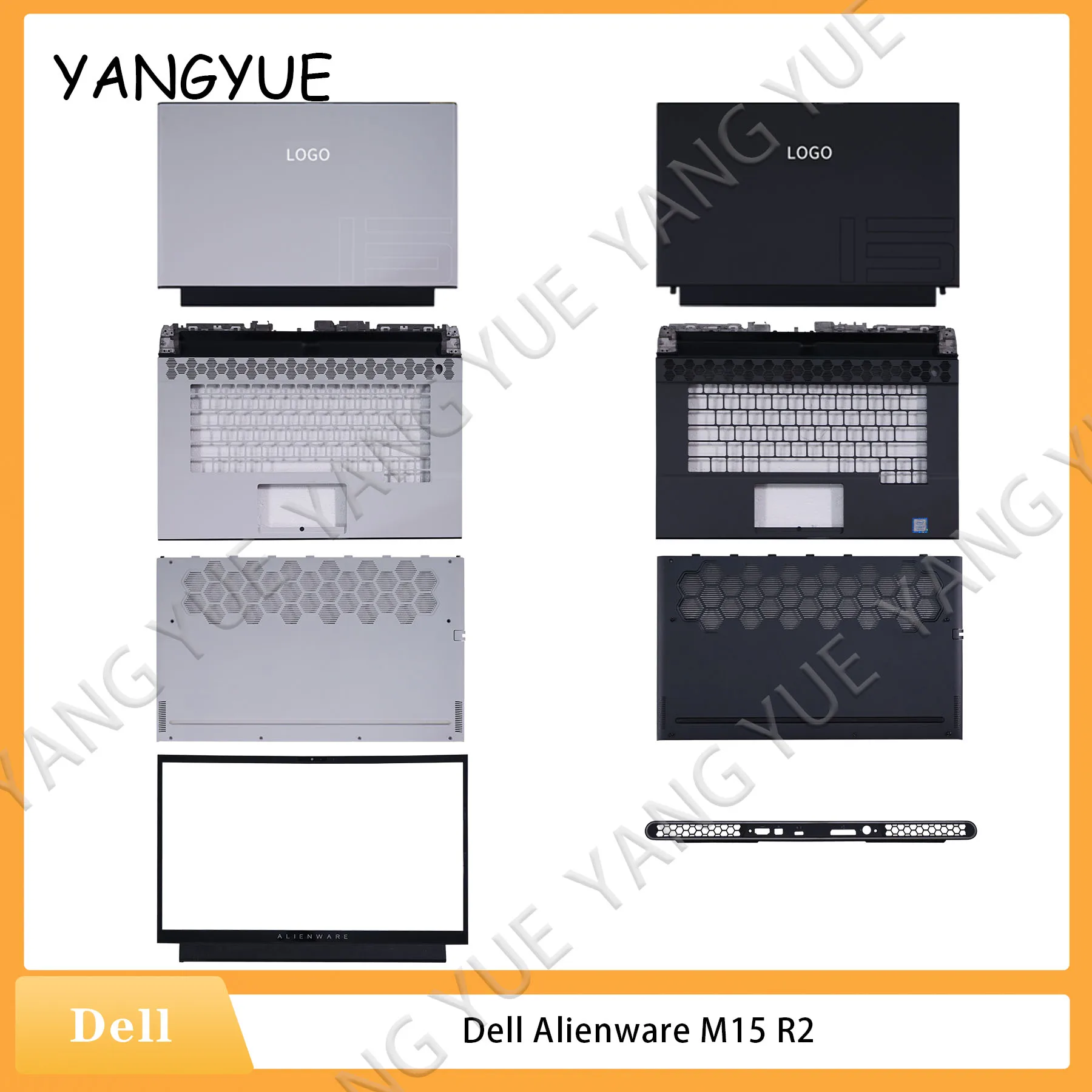 

Laptop Accessories Notebook For Dell Alienware M15 R2 Series Notebook LCD Back Cover Front Bezel Bottom Case ABCD Shell Black