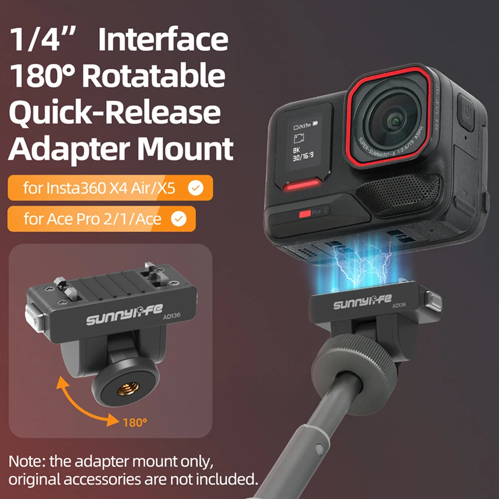 

Magnetic Adapter Mount For Insta360 X5 X4 Air Ace Pro 2 Ace Action Camera Quick Release Mount Adjustable Base Support Accessory