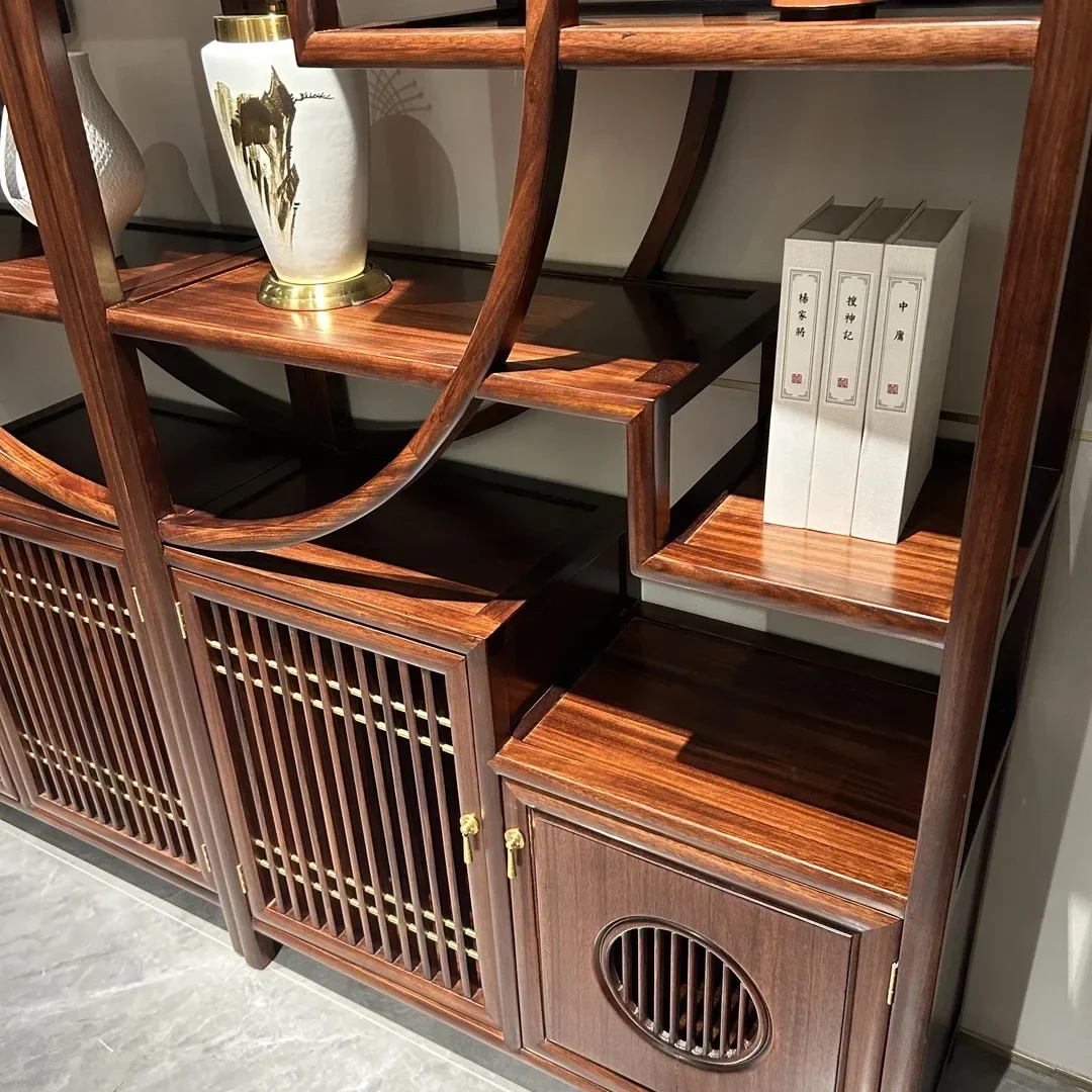 New Chinese-style solid wood bogu frame tea room study Duobao Pavilion storage shelf living room partition ebony whole house