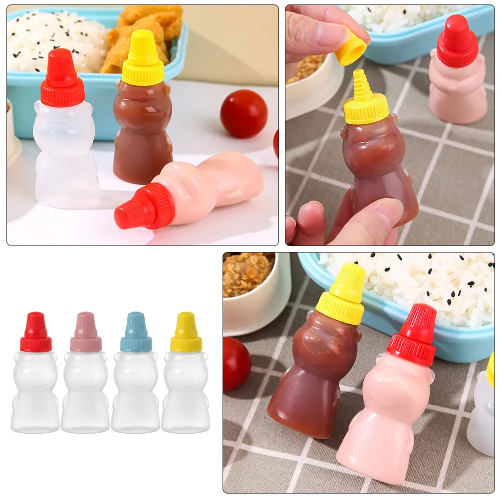

8 Pcs Bear Sauce Bottle Shaped Container Mini Honey Squeeze Lecythus Cute Ketchup or Bottles Jars