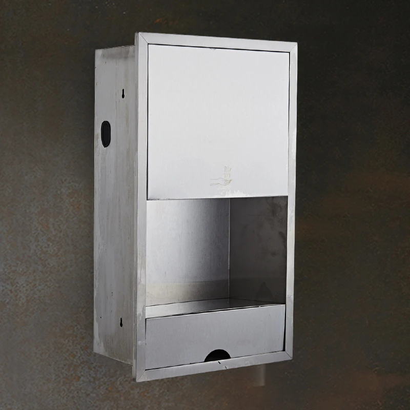 304 Concealed Wall-Embedded Stainless Steel Box with Automatic Induction Hand Dryer Blowing Hand Dryer