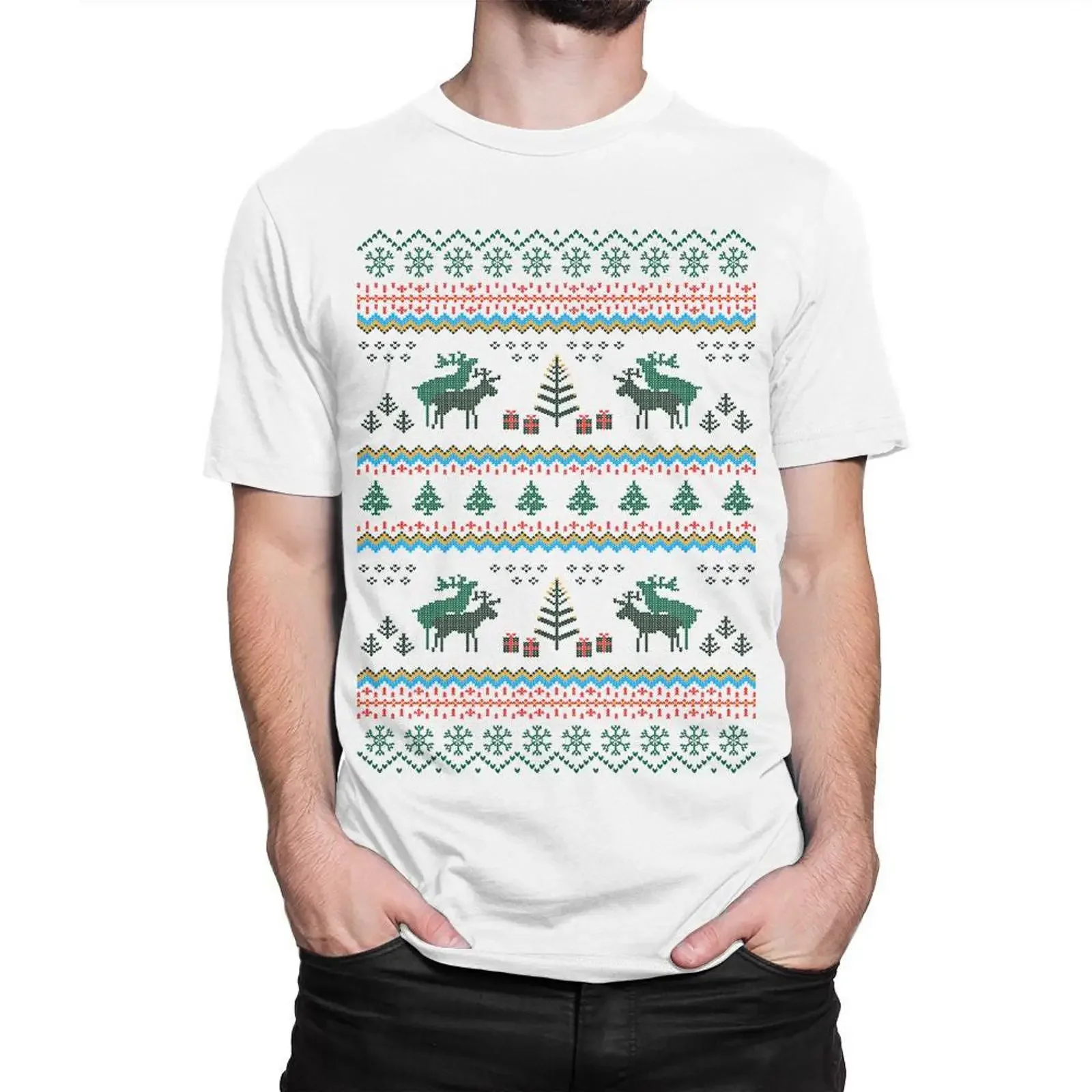 Humping Reindeers Ugly Christmas T Shirt X Mas GifT Men's and Women's Sizes NOV 90215 vintage Washed Slightly Casual Stylish