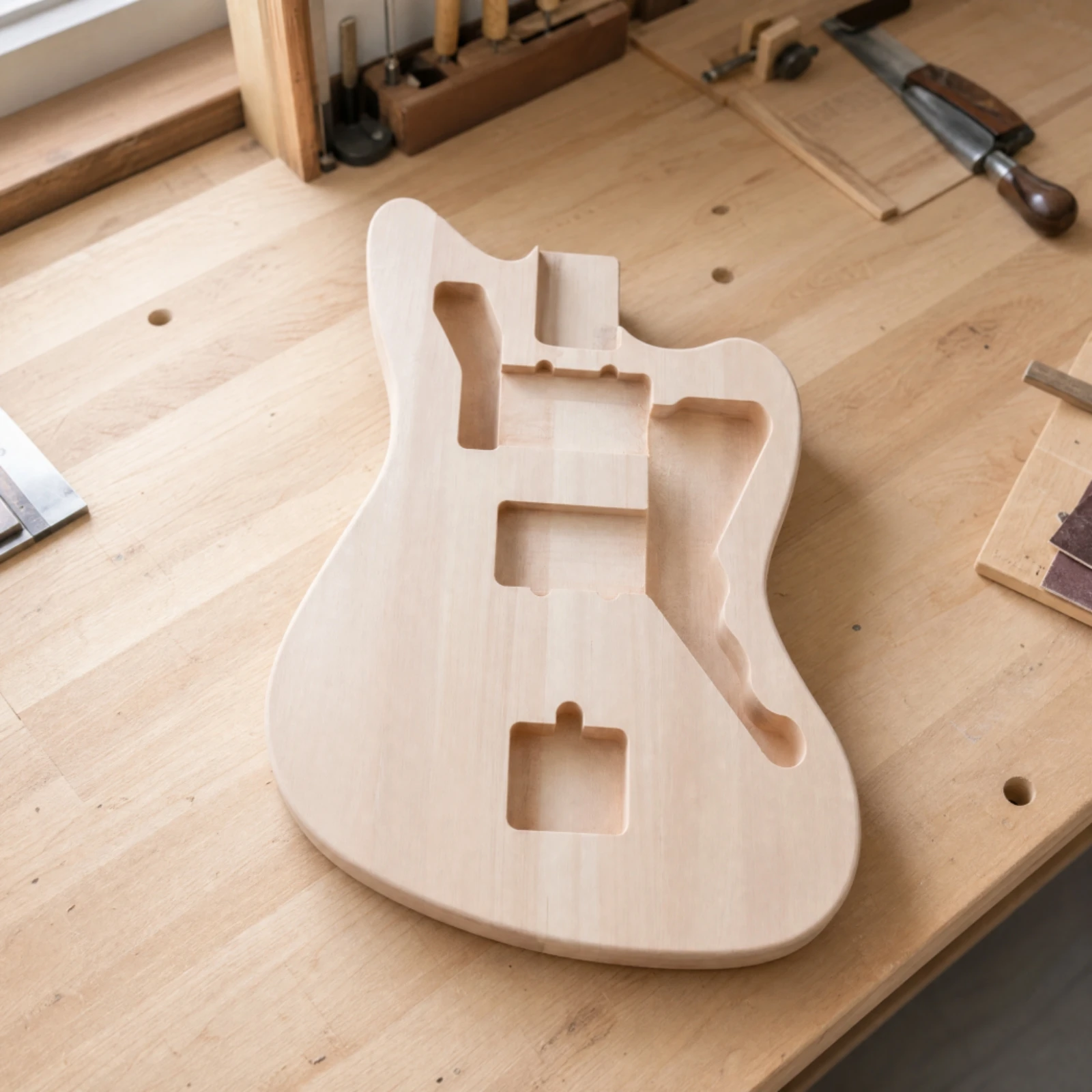 Unfinished Basswood Guitar Body Customizable Unfinished Electric Guitar Body Replacement for Hobbyists