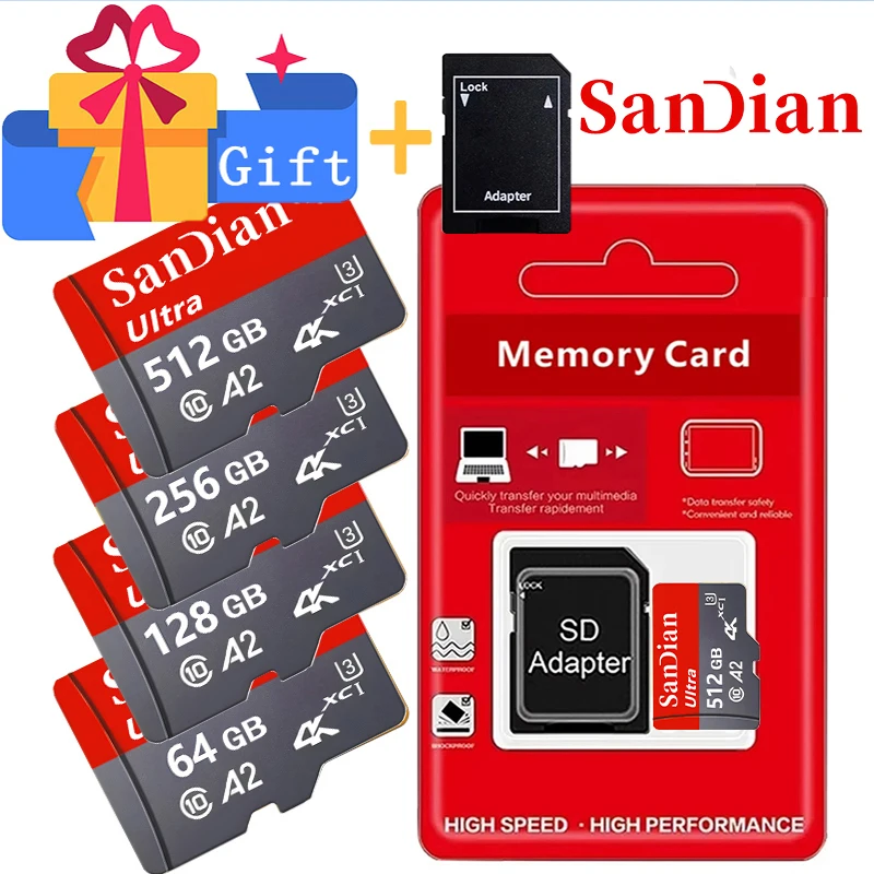 Elite Micro TF SD Card 128GB 512GB 256GB SD Cards TF Cards Memory Card U3 for Drone/Surveillance/Driving Recorder/Car Camera