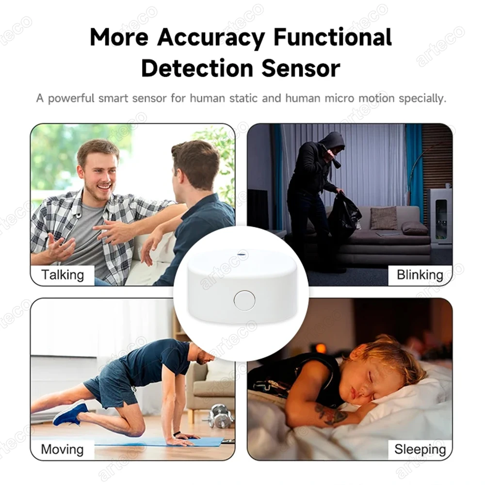 Tuya Zigbee Human Presence Detector WiFi Smart Life MmWave Radar Motion Sensor With Luminance Distance Detect Monitor Breathing