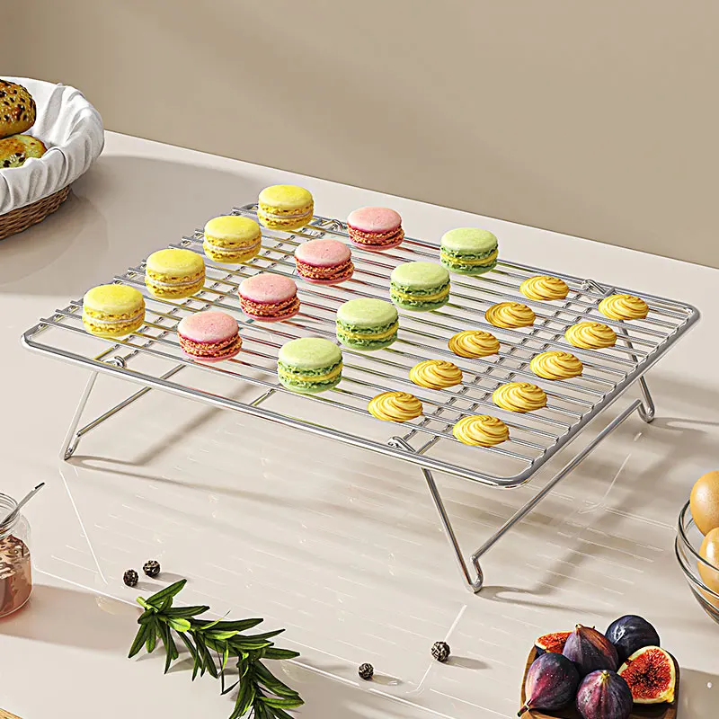 304 Stainless Steel Foldable Cooling Rack Multilayer Cake Bread Drying Rack Oven-Safe Heat Dissipation Tool Easy to Store Clean
