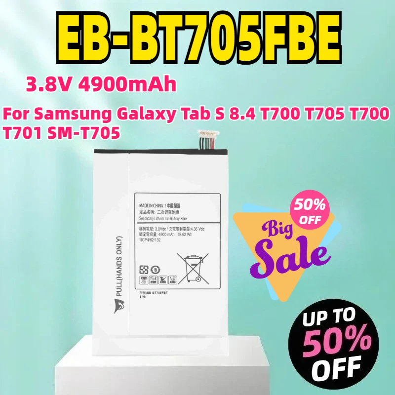 

Tablet EB-BT705FBE EB-BT705FBC 3.8V 4900mAh Battery For Samsung Galaxy Tab S 8.4 T700 T705 T700 T701 SM-T705