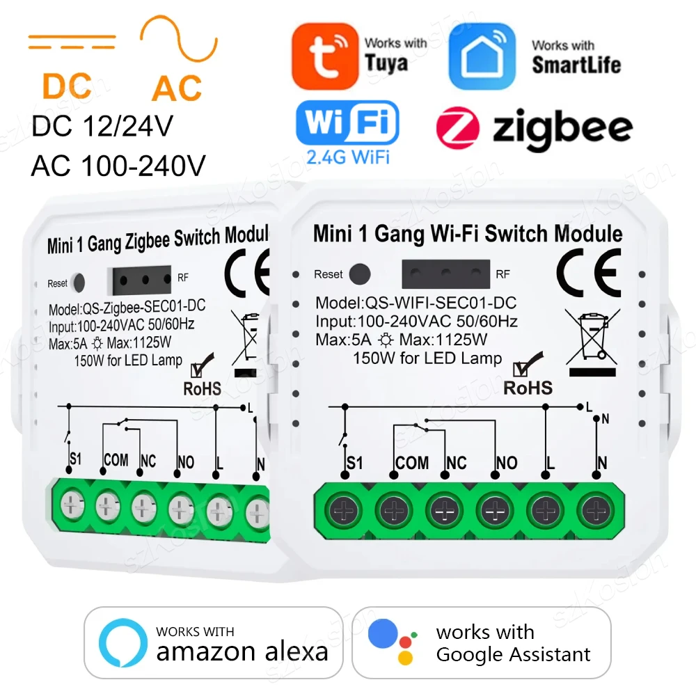 Tuya ZigBee WiFi moduł inteligentny przełącznik suchy kontakt DC 12/24V AC 100-240V inteligentny dom DIY wyłącznik przekaźnikowy Timer działa z Alexa Google — zdjęcie produktu 7