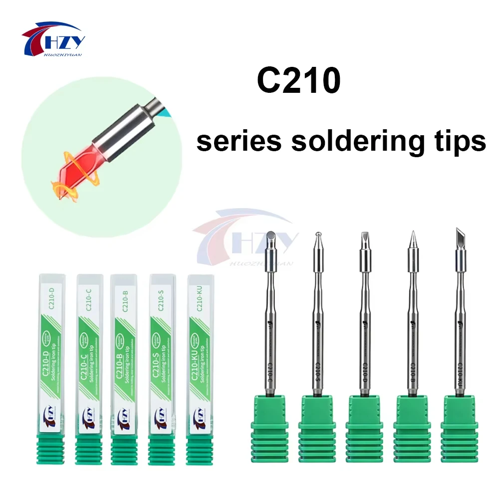 HZY C210 Soldering Iron Tip HZY C210-D/C/B/S/KU Efficient Heat Core Conduction For JBC/Sugo/Aifen Soldering Station Welding Tool