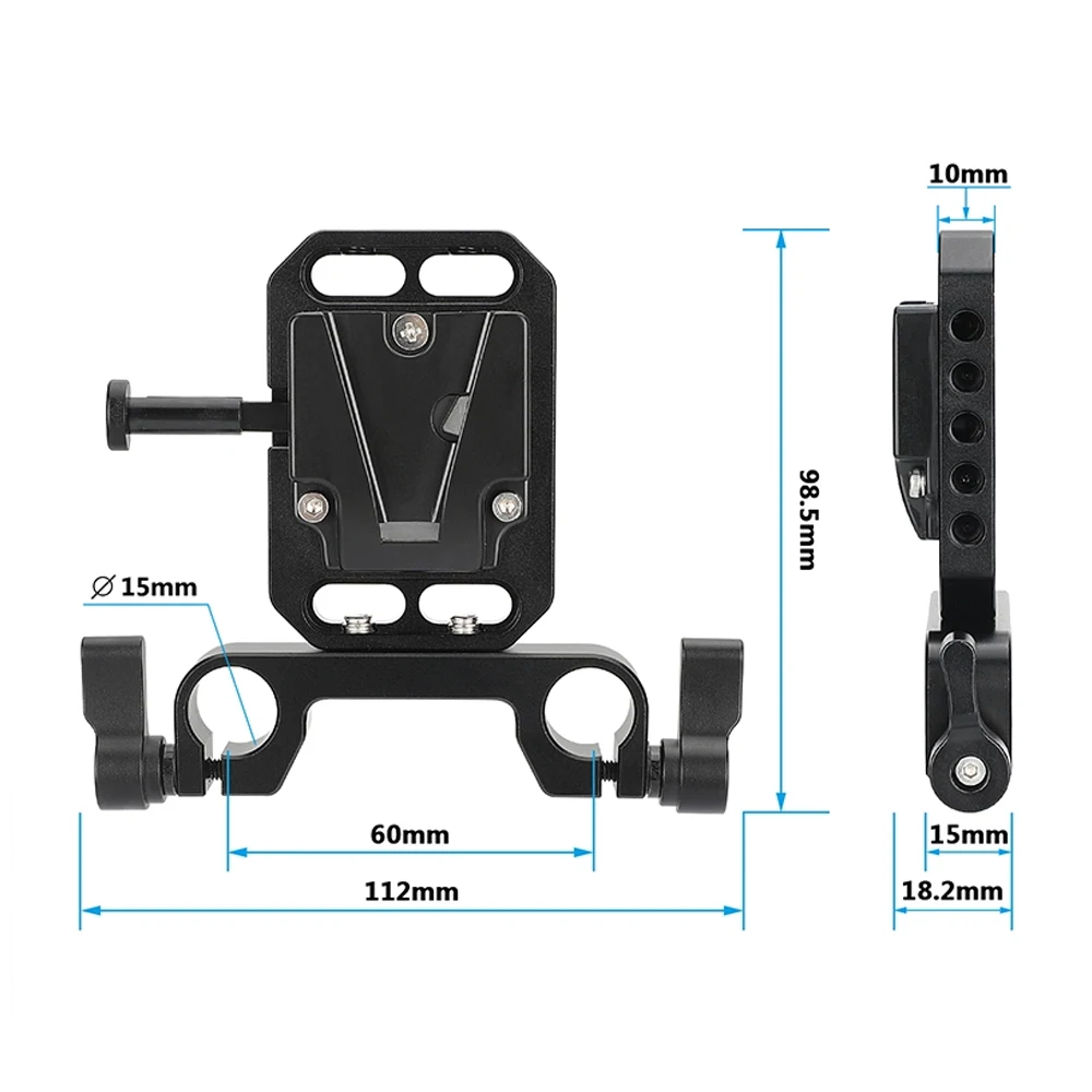 CAMVATE V قفل جبل لوحة البطارية مع 15 مللي متر السكك الحديدية قضيب حامل المشبك ل قفص الكاميرا تلاعب/الكتف جبل تلاعب