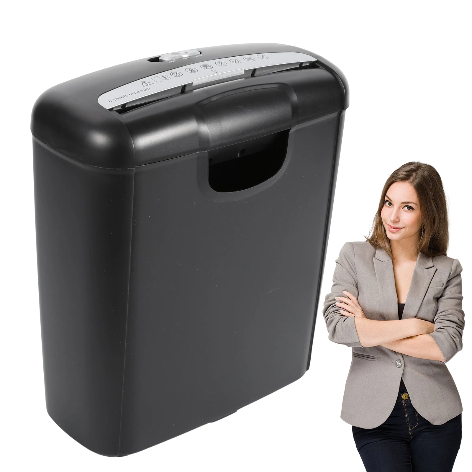 Déchiqueteuse de documents robuste à coupe croisée 6 feuilles, pour cartes de crédit, CD et DVD, déchiqueteuse portable de sécurité pour bureau avec bac de 10L pour la protection des données confidentielles à domicile et au bureau