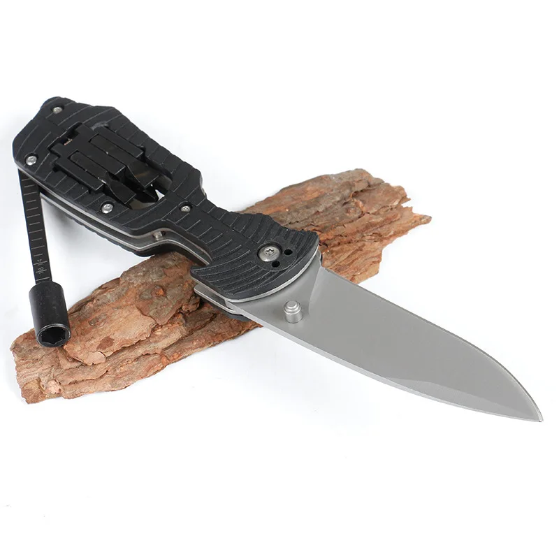 Cuchillo plegable pequeño de acero inoxidable para exteriores, herramienta multifuncional para acampar, senderismo, destornillador