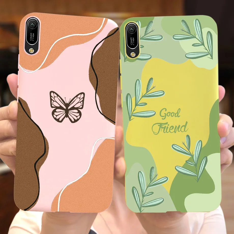 For Huawei Y6 pro 2019 Case Cover For Huawei Y6Pro 2019 MRD-LX2 Phone Cases Soft Matte Liquid Silicone Capas Forest Style Fundas