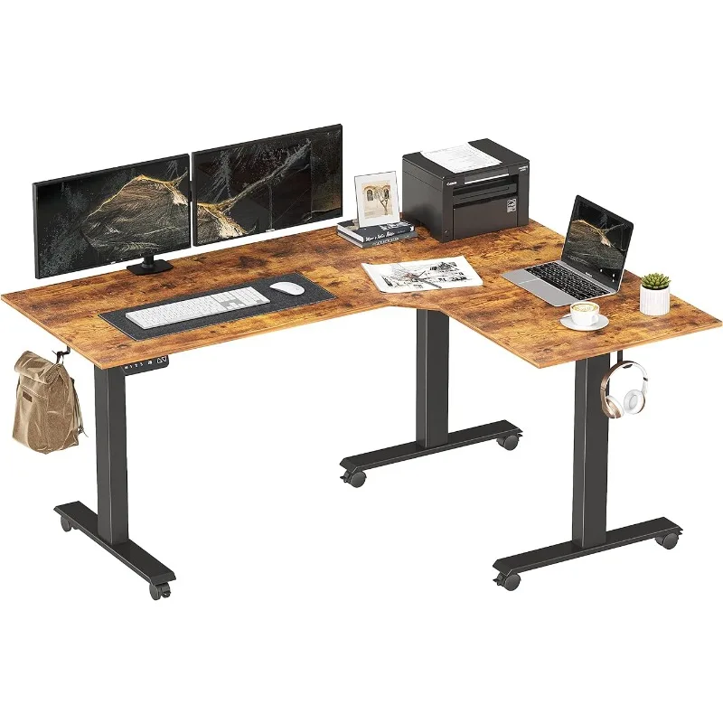 

BANTI Triple Motors 63" L Shaped Standing Desk Height Adjustable, Electric Stand up Corner Desk, Sit Stand Office Desk, Home