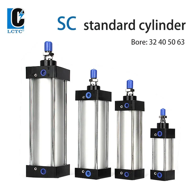 Standard Air Pneumatic Cylinders SC 32/40/50/63mm Bore Double Acting 50/75/100/125/150/175/200/250/300/350/400/500mm Stroke