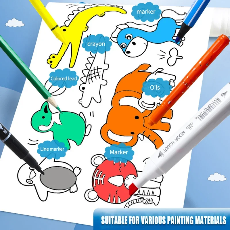 ม้วนกระดาษวาดภาพเด็ก DIY ม้วนกระดาษระบายสีสีเติมกระดาษกราฟฟิตี้ม้วนกระดาษตัดสำหรับเด็กวาดภาพของเล่นเพื่อการศึกษา