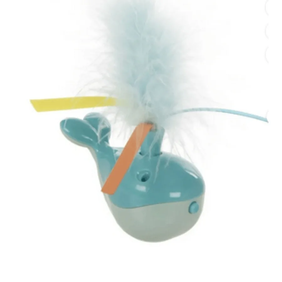 

SmartyKat Spout 'N Spin Motion Cat Toy with Twirling Feathers Ribbons Blue Whale