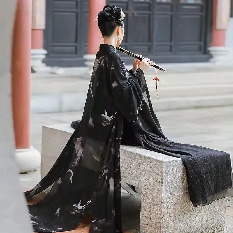 2022 Traditional Women Black Hanfu Dress Ancient Chinese Costume Beautiful Dance Hanfu Originale Princess Tang Dynasty Robe