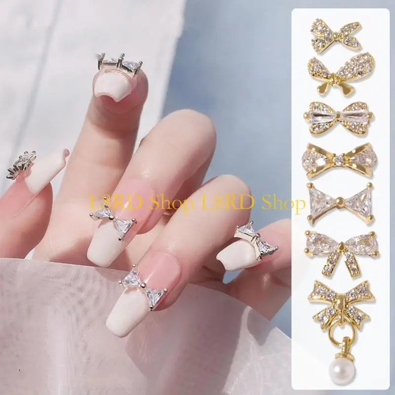 L8RD Bow Zircon Diamonds Metal Charms Stones for DIY Art Decorations