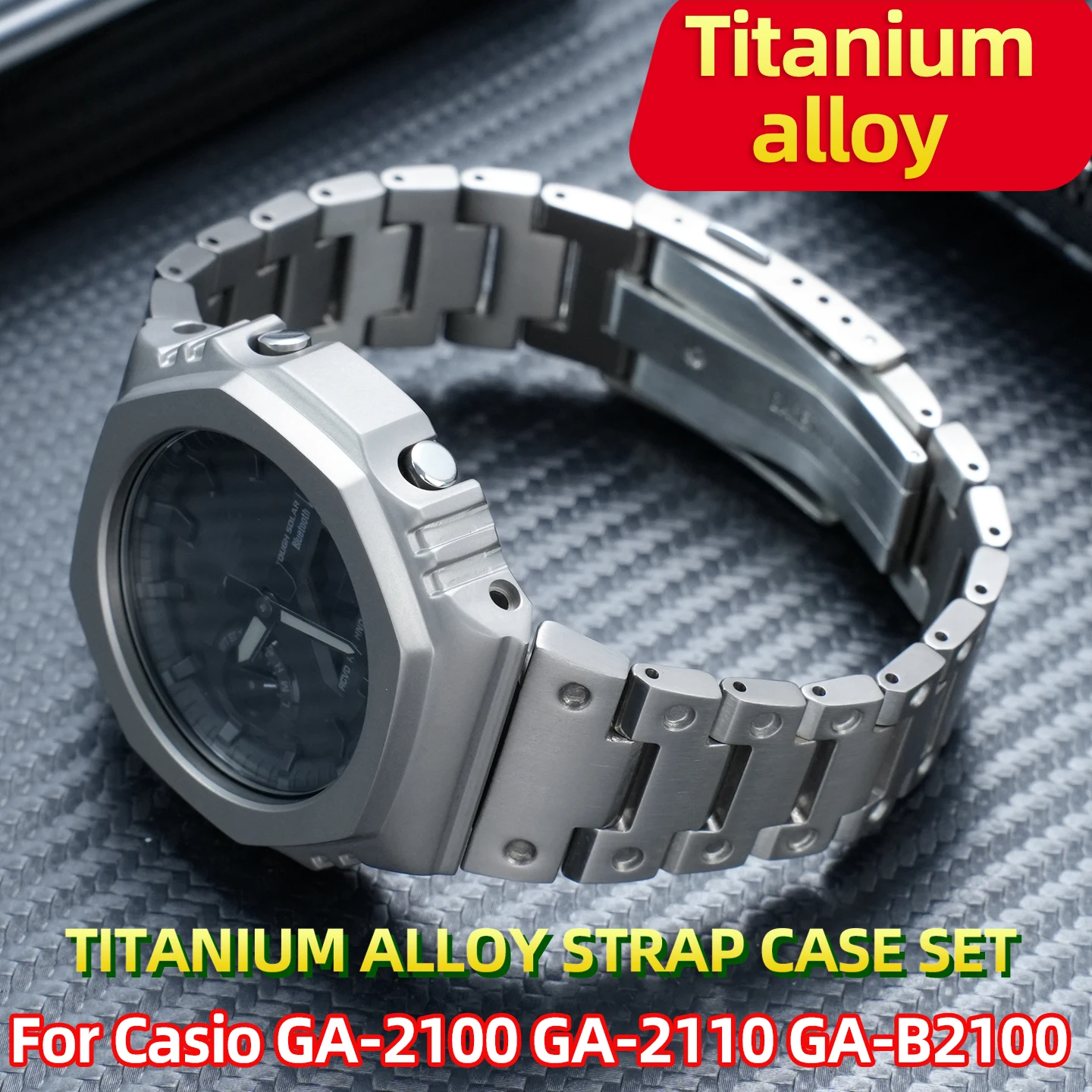 Titanium Alloy Case&Strap Metal shell bands parts Mod kit For G-SHOCK Casioak GA-2100 ga2110 GA-B2100 Upgrade Lightweight Set