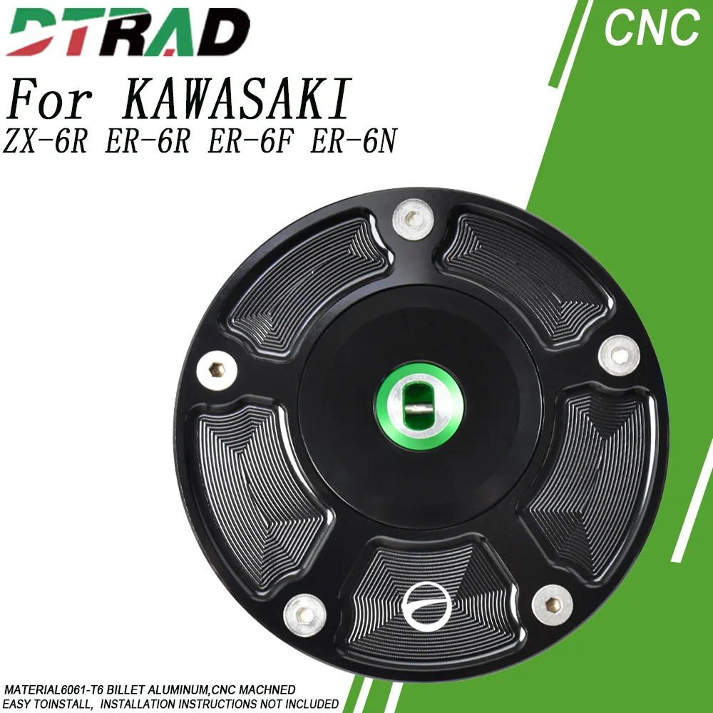 

For KAWASAKI ZX-6R 2007-2017 ER-6R ER-6F ER-6N ER400 ER-4N Motorcycle CNC Quick Action Keyless CNC Fuel Tank Cap Gas Oil Cover