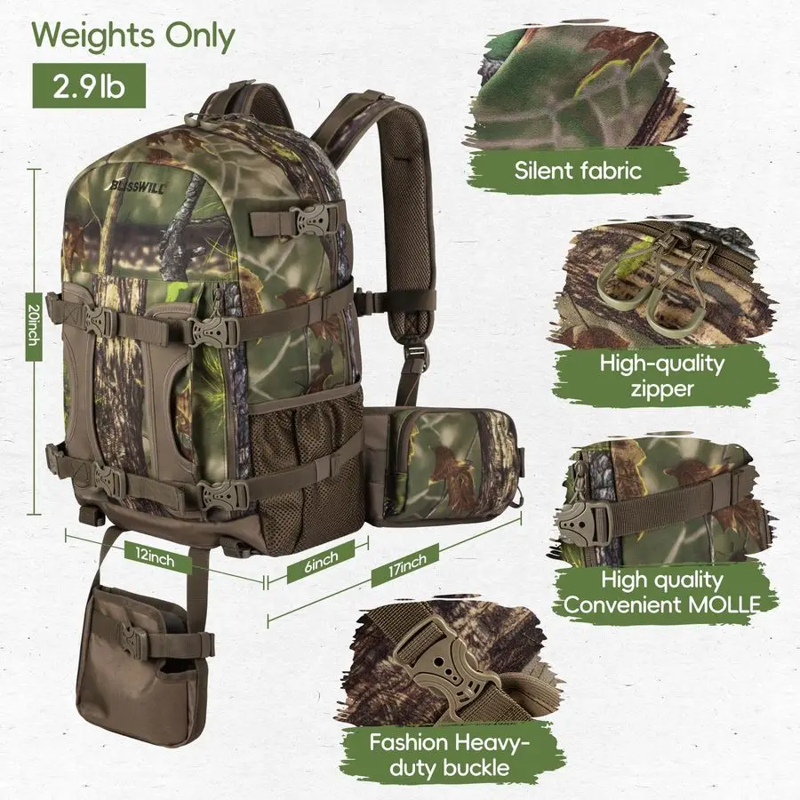 Hunting Backpack Hunting Day Pack with rifle holder Hunting Gear Accessories gift for menForest Canvas