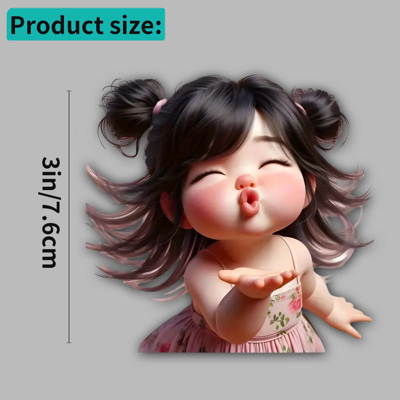 1pc Cute Blowing Kiss Girl Vinyl Stickers, 3/5Pcs Creative Decals for Laptop, Kindle, Motorcycle Helmet image 2