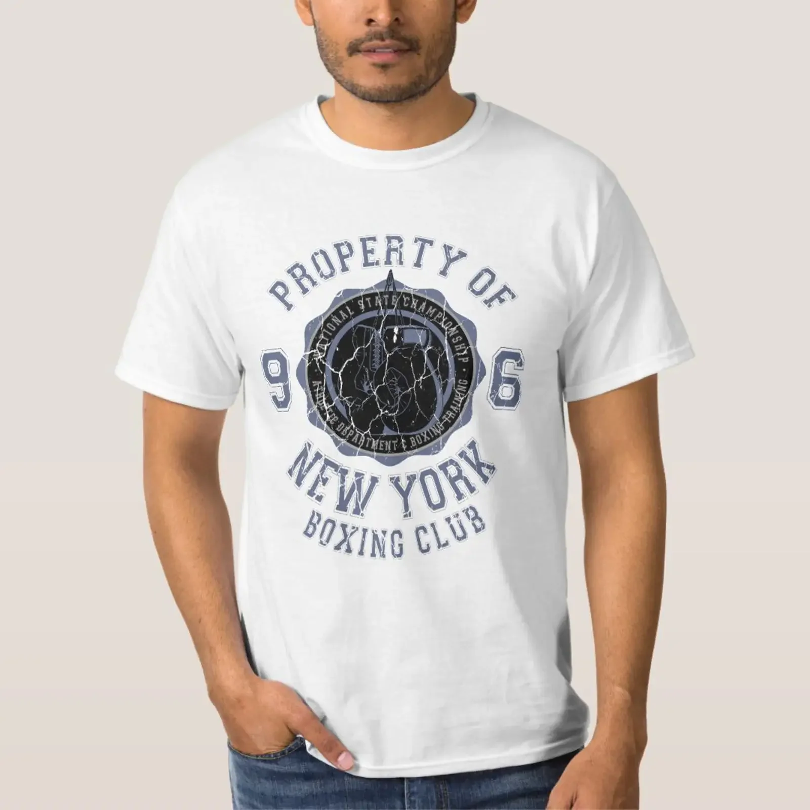Property of New York Boxing Club Men's T Shirt vintage Washed Soft designer clothes Casual Versatile fashion Unisex streetwear