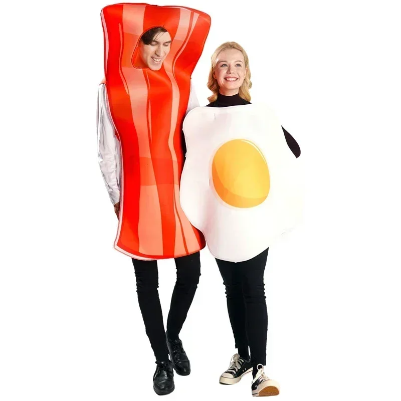 

Costumes de cosplay originaux drôles pour couples, oeuf de bacon, Halloween, carnaval, habillage, fête, tenues de nourriture, am