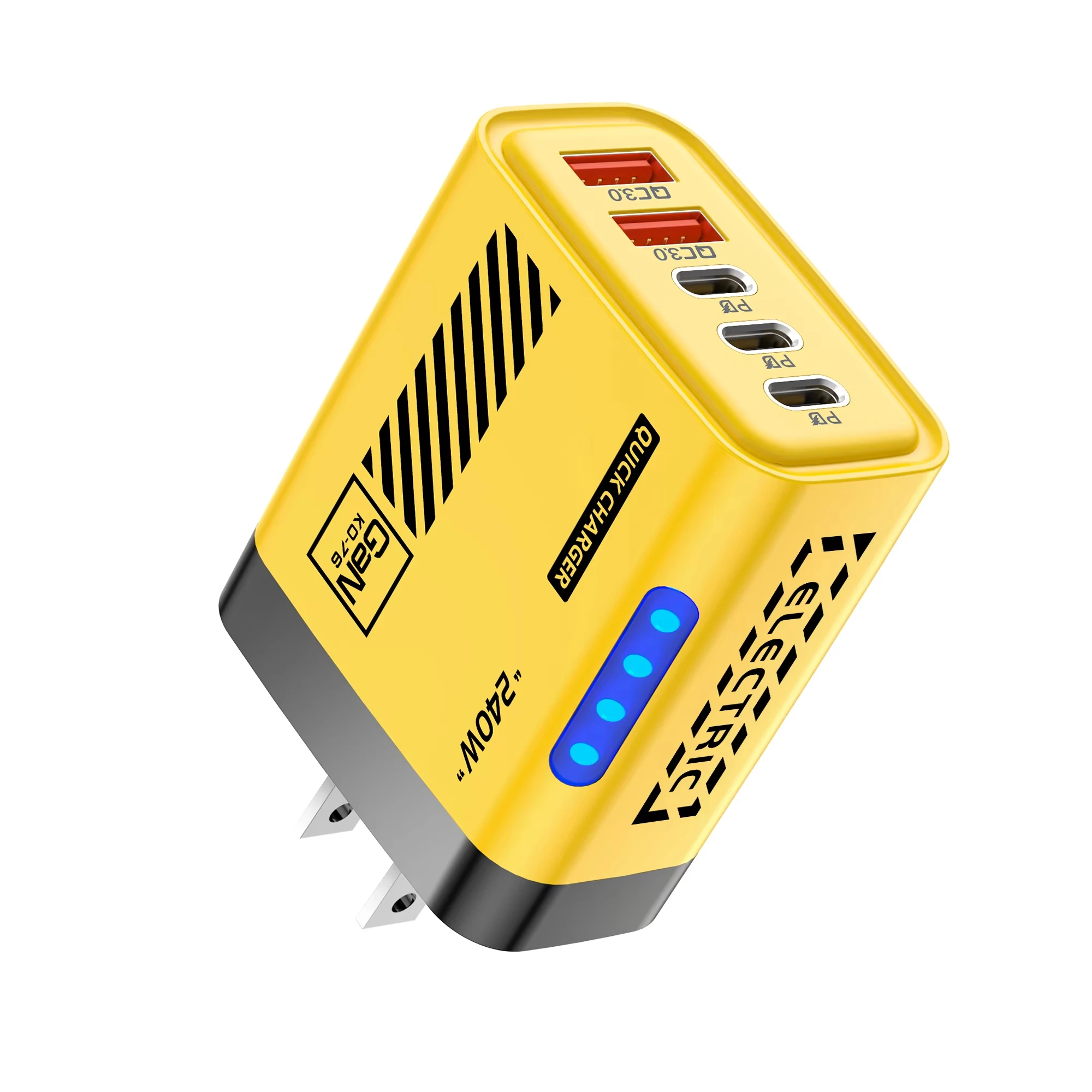 5-Port-GaN-USB-C-Ladegerät 240W PD Schnellladegerät Telefonadapter Wandladegerät für iPhone Samsung Xiaomi Huawei Schnellladestecker