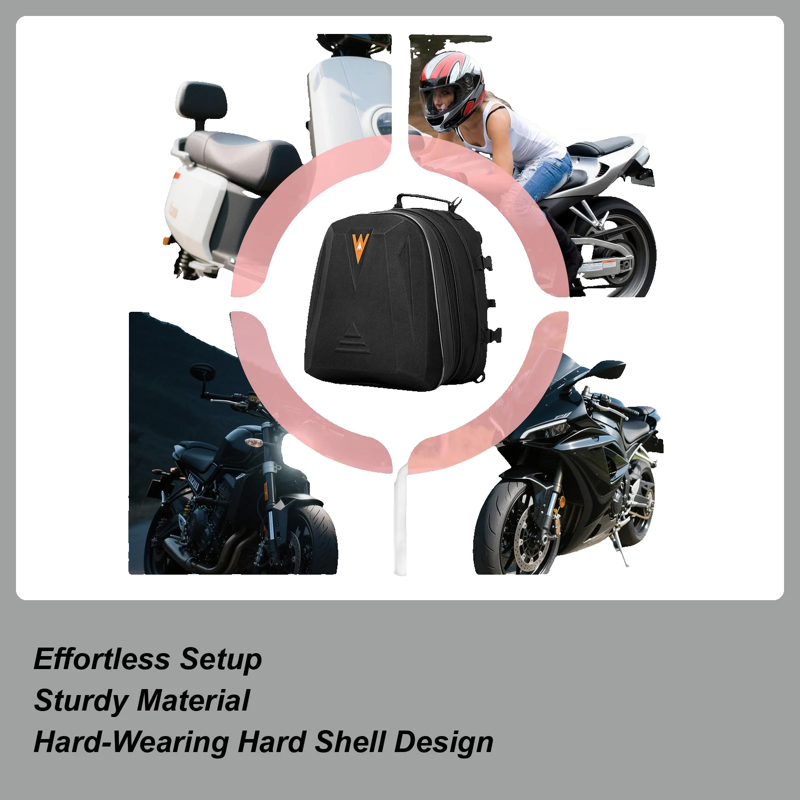 Motorcycle Rear Seat Bag Expandable 20L-28L Hard Shell Handbag Waterproof Motorcycle Luggage Bag For Motorbike Scooter Dirt Bike