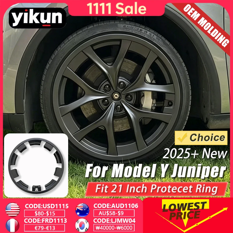 YIKUN 4PCS 21 Inch Wheel Hub Protection Ring For Tesla Model Y Juniper 2025 2026 Rim Guard Protector Auto Exterior Accessories