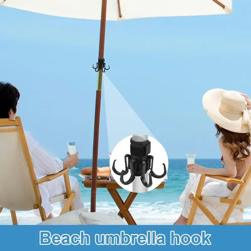 Beach Umbrella Hook Beach Umbrella Hanging Hook Set with 6 Hooks Camera Sunglasses Bags for Beach