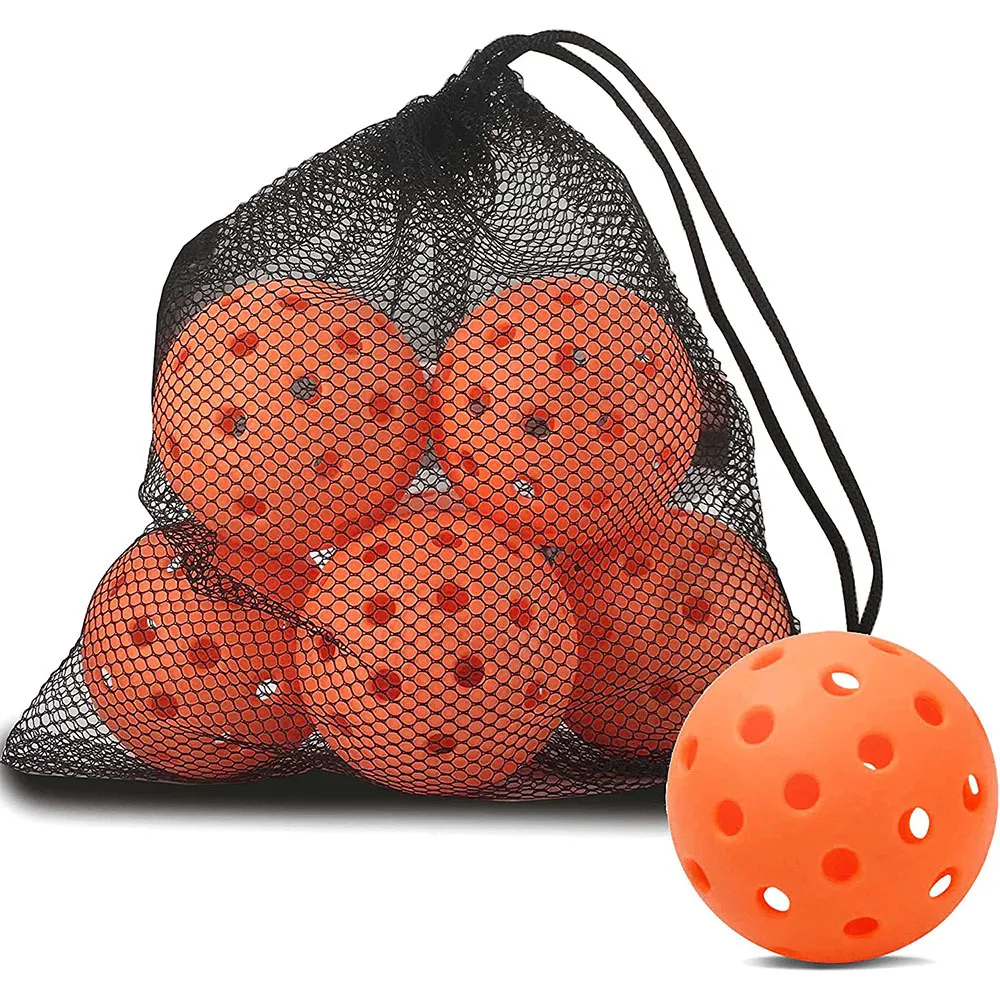 Pickleball Ball Set 74mm 40 Holes Outdoor Pickleball Balls for Standard Pickleball Sport Training Practice 6pcs/Bag in Mesh Bag