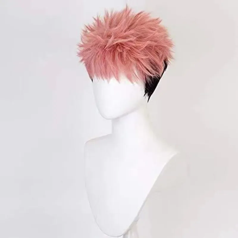 

25COSYuji Itadori Cosplay Wig with Tattoo Jujutsu Kaisen Anime Wig Pink Black Costume Wig with Wig Cap for Cosplay Halloween Par
